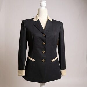 Vintage N Touch Black and Cream Equestrian Women's Blazer